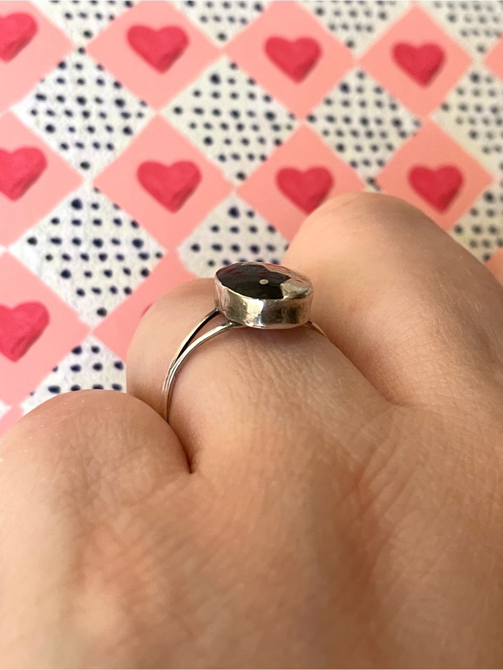 Vintage stamped 925 sterling silver Taxco Mexico yin yang ring sz 8.25 - Picture 5 of 13